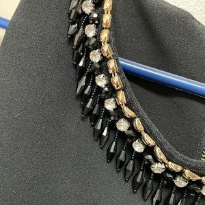 Black Cocktail Dress with Jewel Collar